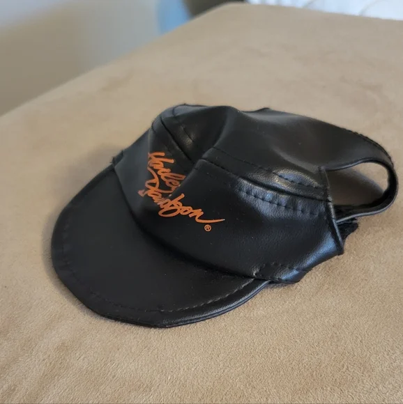4/$15 SALE Harley-Davidson Black Visor with Orange Logo X-Small Small Dog Hat - Picture 2 of 4